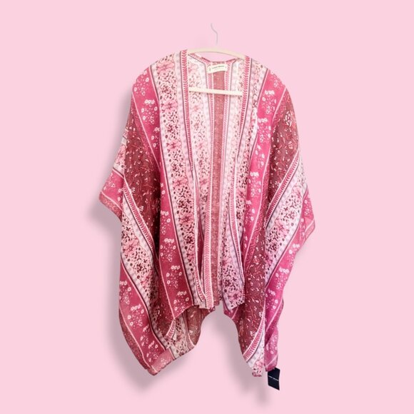 Lucky Brand NWT $88 floral boho lightweight kimono cardigan women's OS - Picture 5 of 10